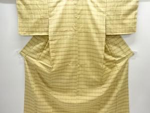 アンティーク　格子織出し手織り紬着物